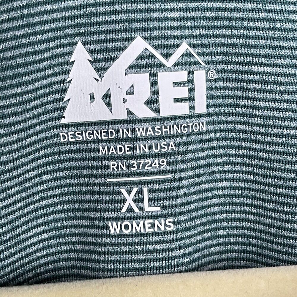 REI Co-OP Womens Long Sleeve Quarter Zip Teal Blue Stripe Pullover Outdoor XL - Picture 5 of 8